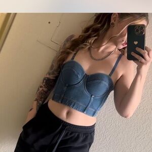 Women's Denim Blue Bustier Top